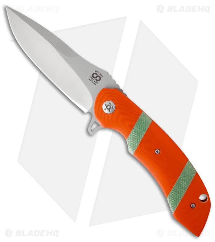 Olamic Cutlery Wayfarer Flipper Knife Orange G10/Green C-Tek (4" Matte) W871