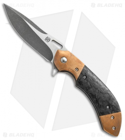 Olamic Cutlery Wayfarer Compact Flipper Knife Marbled CF/Copper (3.5" Acid SW)