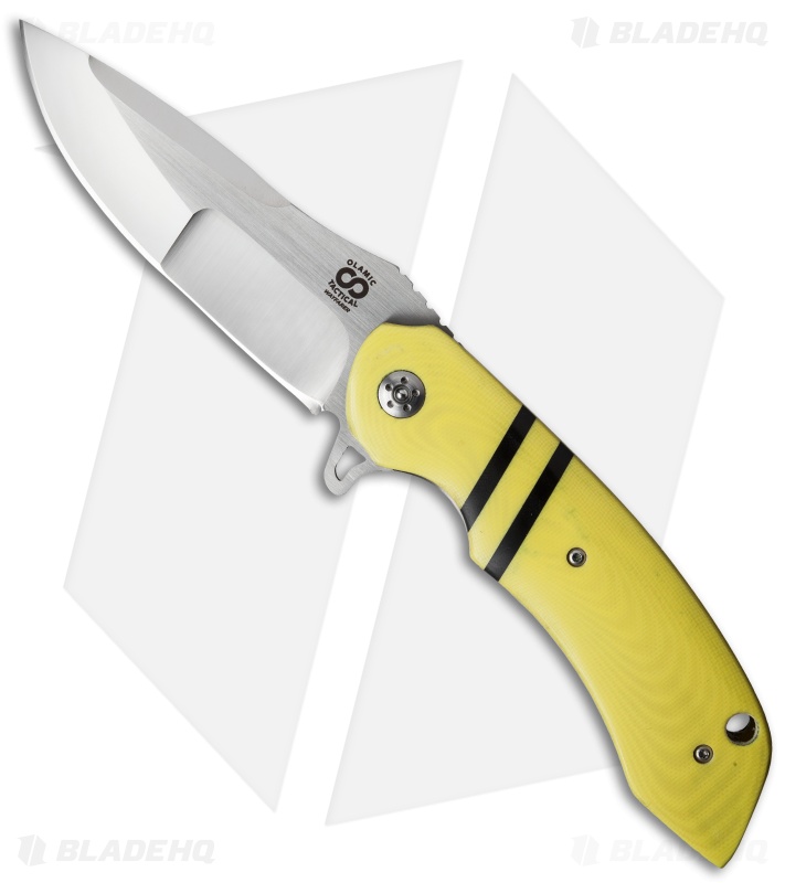 Olamic Cutlery Wayfarer Flipper Knife Yellow G-10 (4" Satin Compound) W679