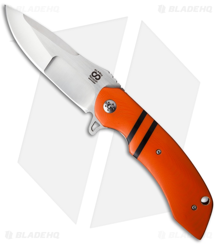 Olamic Cutlery Wayfarer Flipper Knife Orange G-10 (4" Satin Compound) W688
