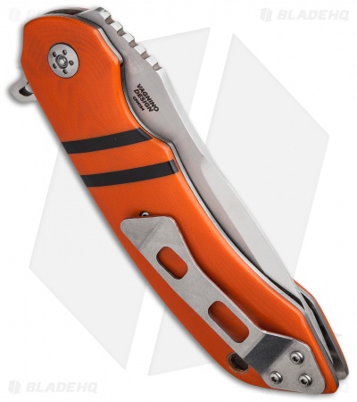 Olamic Cutlery Wayfarer Flipper Knife Orange G-10 (4" Satin Compound) W688