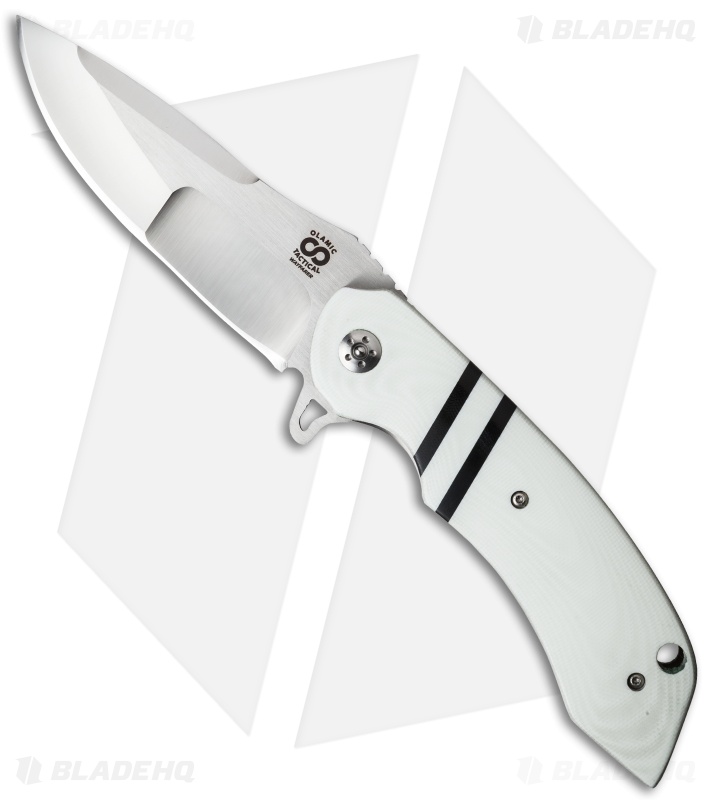 Olamic Cutlery Wayfarer Flipper Knife White G-10 (4" Satin Compound) W691