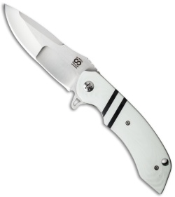 Olamic Cutlery Wayfarer Flipper Knife White G-10 (4" Satin Compound) W691