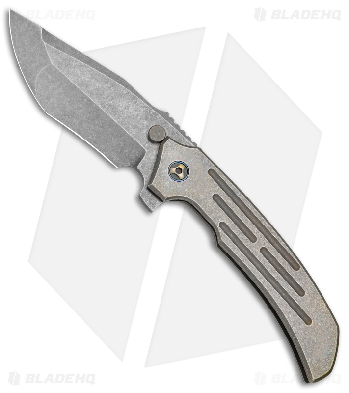 Peter Rassenti Custom Satori Flipper Knife Ti/Moku Ti Clip (3.5" Acid SW)