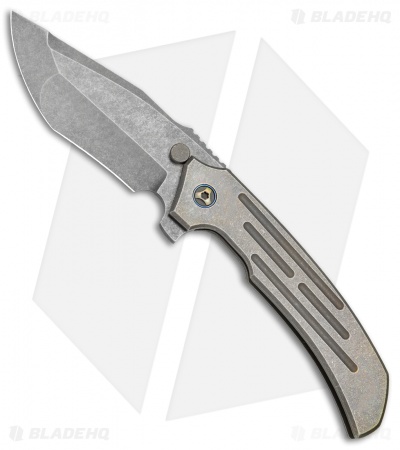 Peter Rassenti Custom Satori Flipper Knife Ti/Moku Ti Clip (3.5" Acid SW)