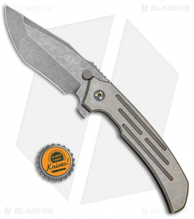 Peter Rassenti Custom Satori Flipper Knife Ti/Moku Ti Clip (3.5" Acid SW)