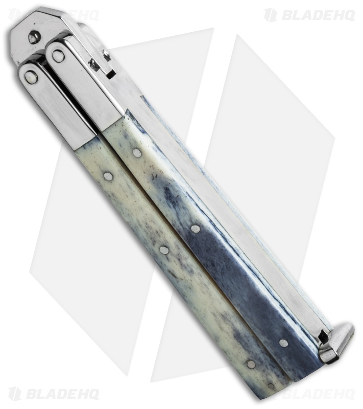 RD Nolen Knives Custom Balisong Knife Bone Handles (4" Polish)
