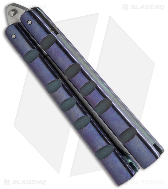 Reese Weiland / Ron Miller Custom Balisong Ti Channel Purple Ano (3.25" Satin)