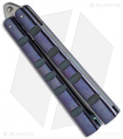 Reese Weiland / Ron Miller Custom Balisong Ti Channel Purple Ano (3.25" Satin)