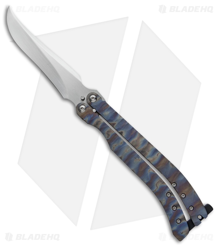 Reese Weiland Toxic Persian Balisong Butterfly Knife Carved Heated Titanium