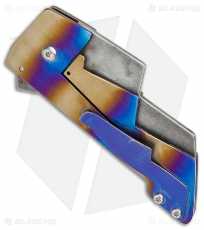 RichMade Knives Lightning Bolt Frame Lock Knife Striped Ti (3.375" O1) RMK