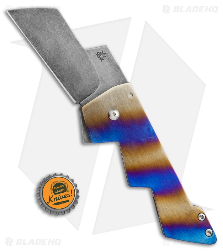 RichMade Knives Lightning Bolt Frame Lock Knife Striped Ti (3.375" O1) RMK