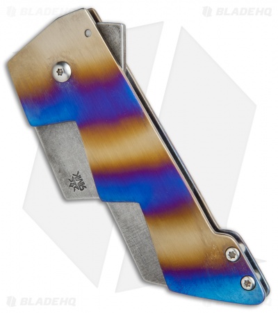 RichMade Knives Lightning Bolt Frame Lock Knife Striped Ti (3.375" O1) RMK