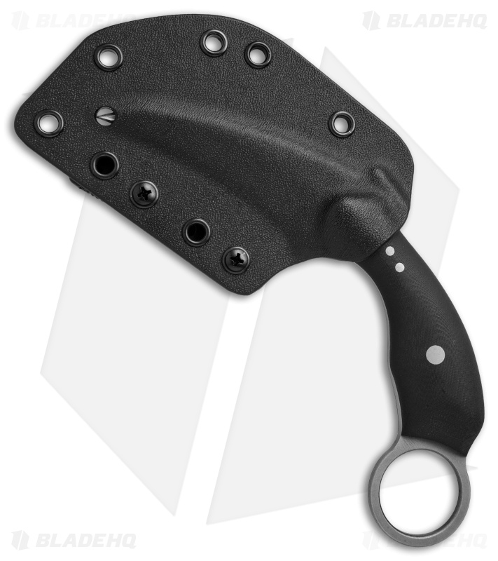 Ryan W Knives UTrap Karambit Fixed Blade Knife Black G-10 (3.2" Acid Wash)