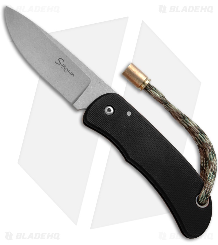Sakman Pointer Friction Lock Knife Black G-10 (3" Stonewash) 