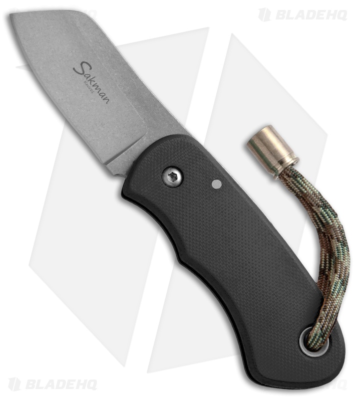 Sakman Chappy Friction Lock Knife Black G-10 (2.1" Stonewash)