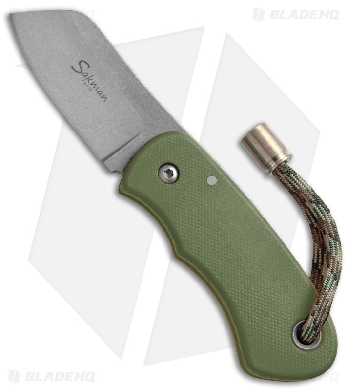 Sakman Chappy Friction Lock Knife OD Green G-10 (2.1" Stonewash) 
