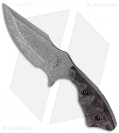 Sam Eddleman / Lhotak Design Octos Neck Knife Black/Red CF (2.5" Acid Wash) 