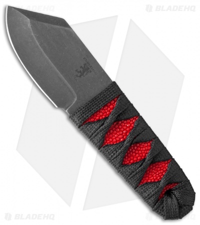 Sam Eddleman Clip Point Neck Knife Cord Wrap Red Rayskin (2.1" Acid Wash)
