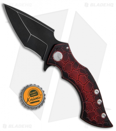 Sergey Rogovets Knives Venom Frame Lock Knife Black/Red Ti (3.6" Black)
