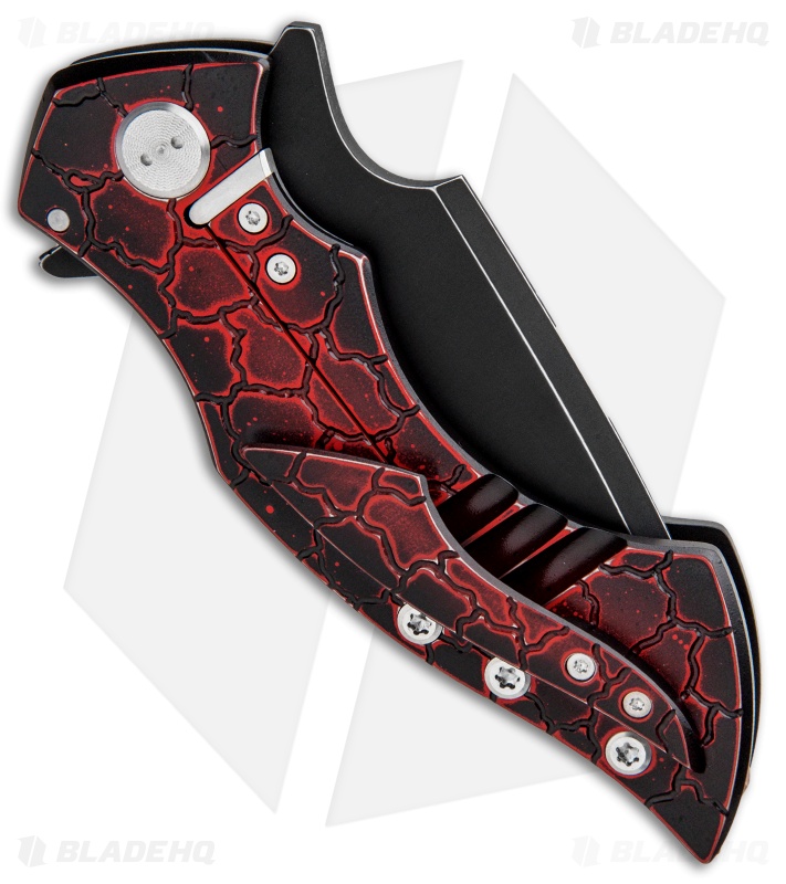 Sergey Rogovets Knives Venom Frame Lock Knife Black/Red Ti (3.6" Black)