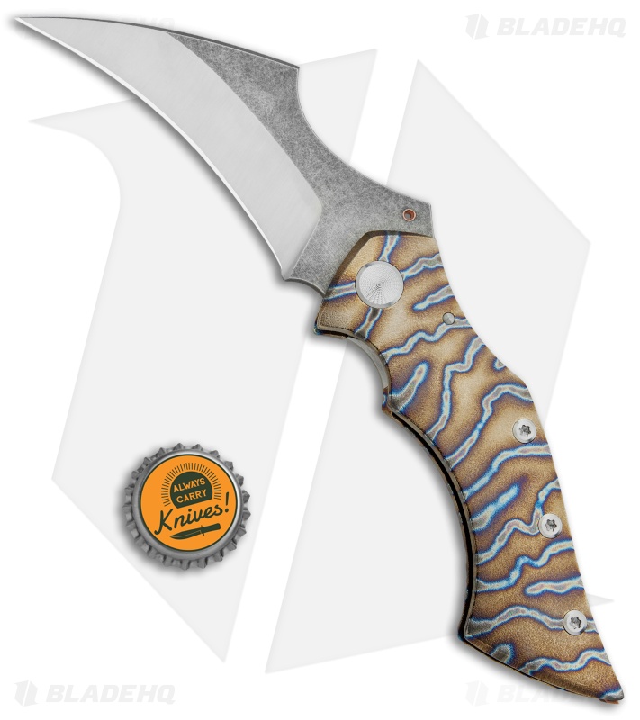Sergey Rogovets Knives Vulture  Frame Lock Knife Tiger Ti (4.1" Two-Tone)  