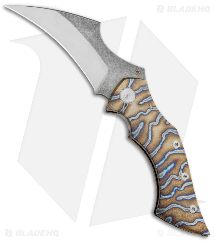 Sergey Rogovets Knives Vulture  Frame Lock Knife Tiger Ti (4.1" Two-Tone)  