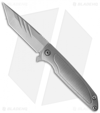 Sharp By Design Typhoon Flipper Tanto Knife Knurled + Grooves (4" Gray)