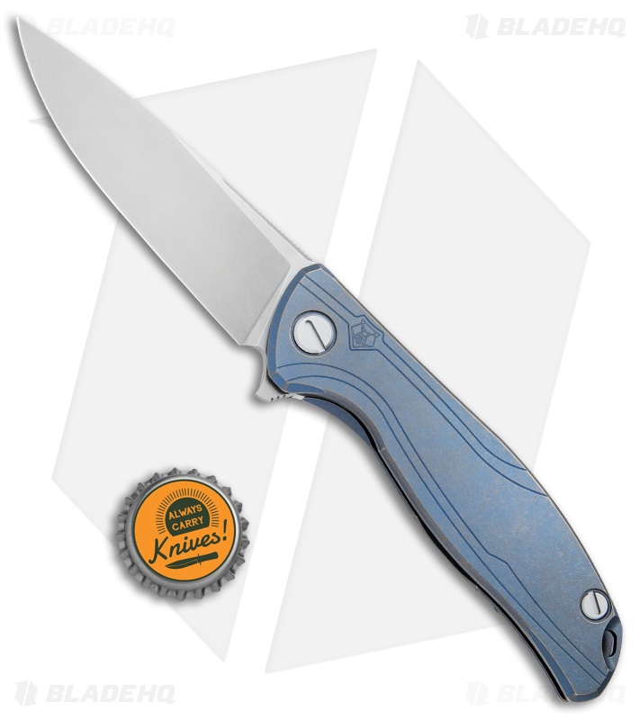 Shirogorov 95 Flipper Frame Lock Knife Blue Ano Titanium