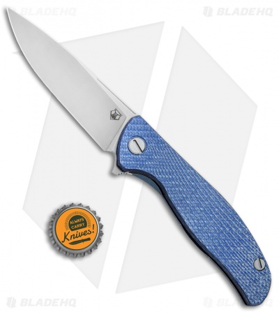 Shirogorov Hati R Frame Lock Knife Dark Blue Twill Carbon Fiber (3.7" Stonewash)