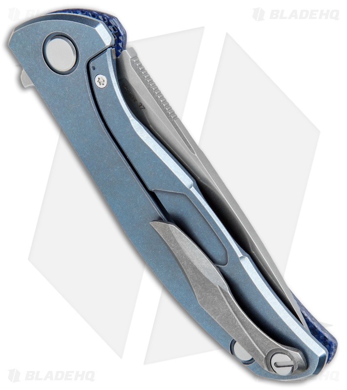 Shirogorov Hati R Frame Lock Knife Dark Blue Twill Carbon Fiber (3.7" Stonewash)