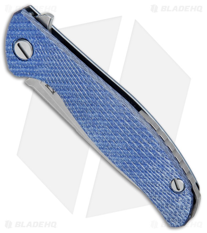 Shirogorov Hati R Frame Lock Knife Dark Blue Twill Carbon Fiber (3.7" Stonewash)