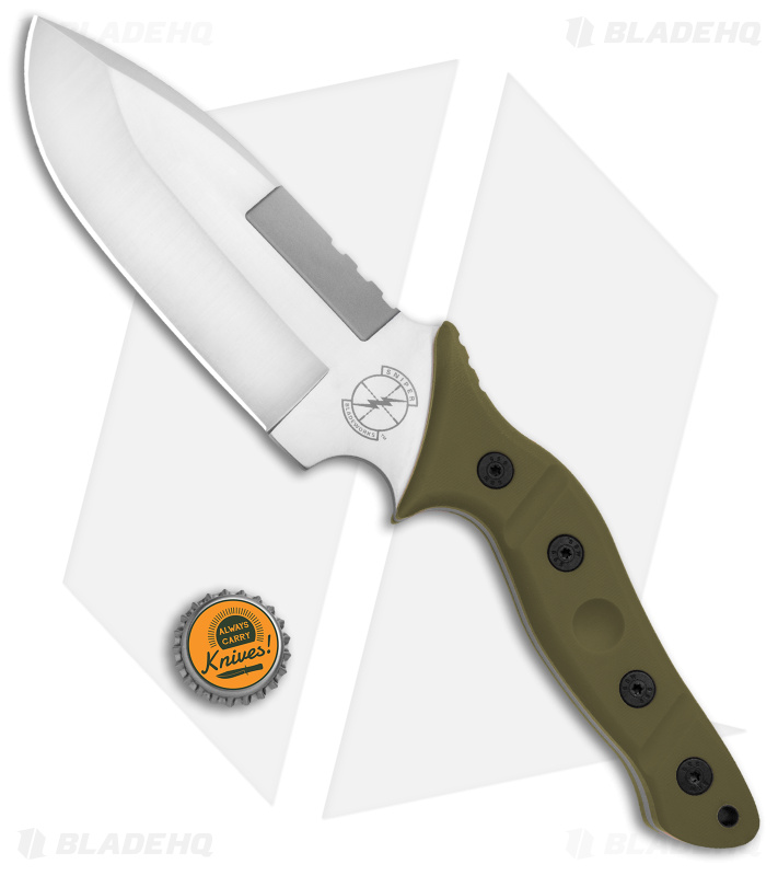 Sniper Bladeworks MAMU Fixed Blade Knife OD Green G-10 (5.5" Satin)