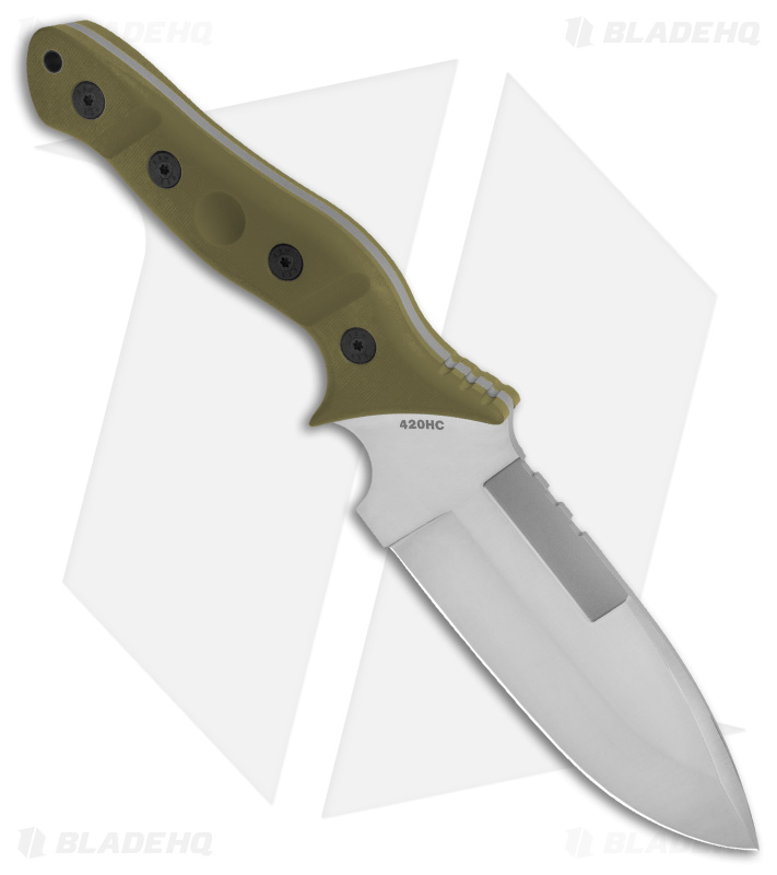 Sniper Bladeworks MAMU Fixed Blade Knife OD Green G-10 (5.5" Satin)