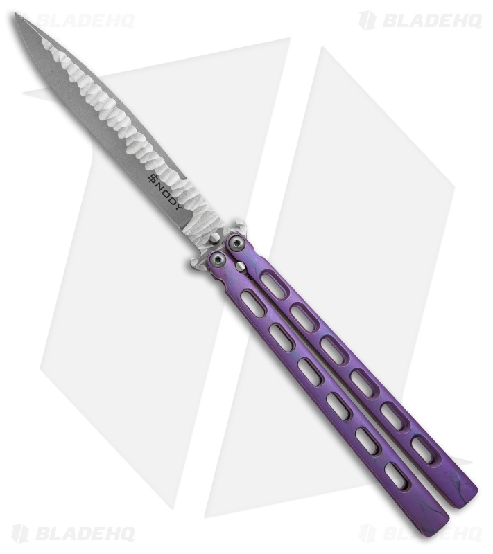 Snody Knives Custom Highroller Balisong Butterfly Knife Magenta Ti (5" Satin)
