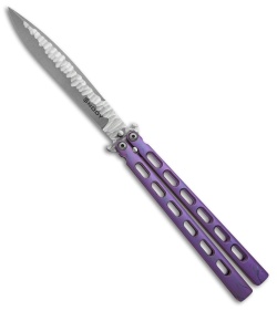 Snody Knives Custom Highroller Balisong Butterfly Knife Magenta Ti (5" Satin)