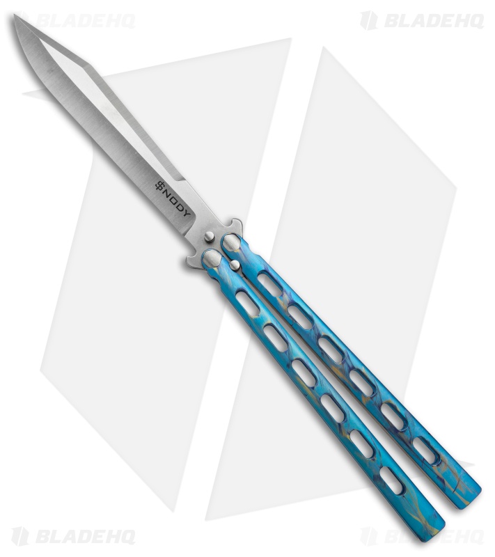 Snody Knives Custom Highroller Balisong Butterfly Knife Electric Blue (5" Satin)