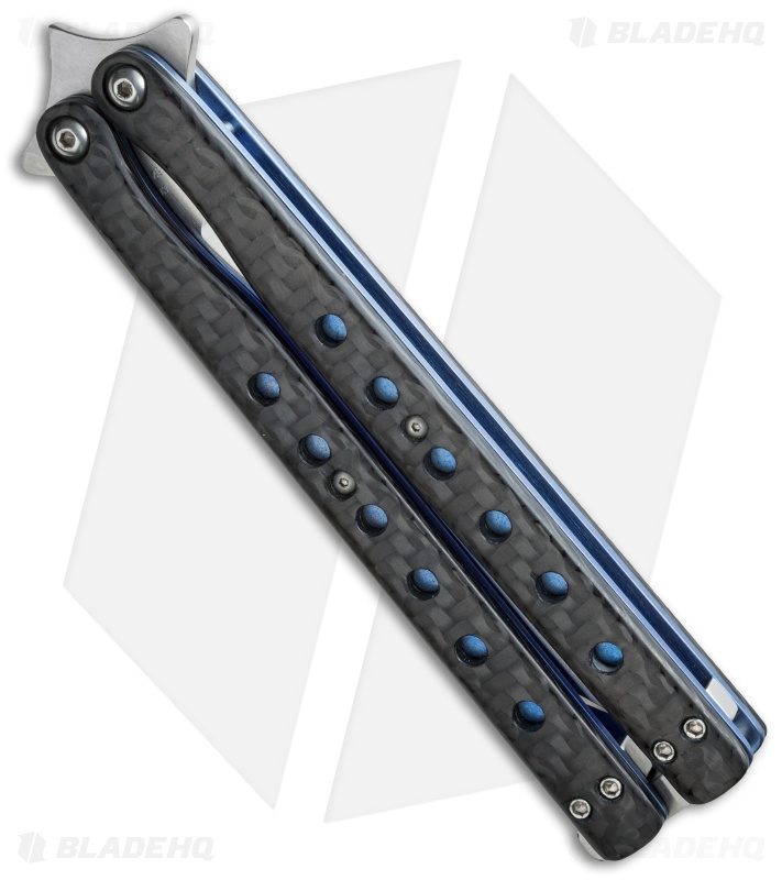 Terry Guinn Custom Balisong Carbon Fiber / Blue Ti (4.5" Satin) #82