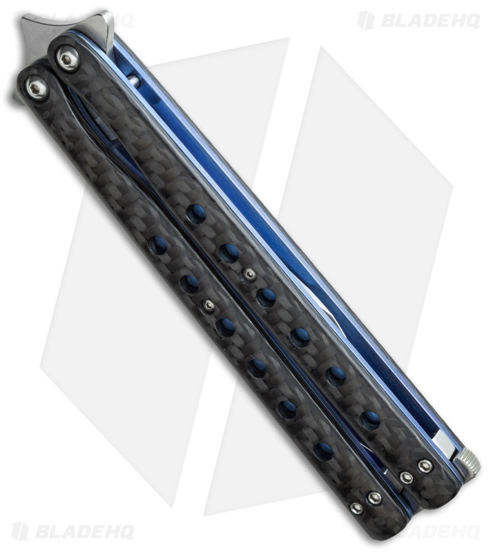 Terry Guinn Custom Balisong Carbon Fiber / Blue Ti (4.5" Satin) #82