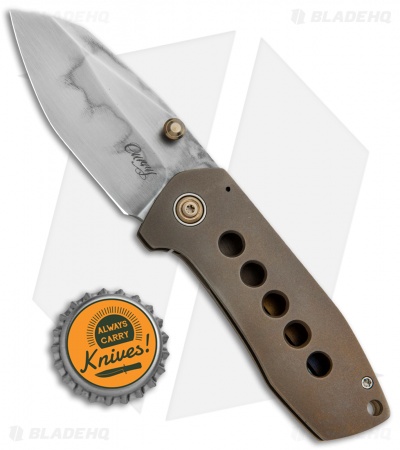 Tim Curry Knives Parthian Variant Framelock Knife Bronze Ti (2.56" Hamon)