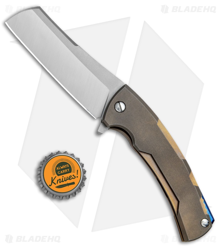 TK Knives Juggernaut Custom Liner Lock Knife Bronze Titanium (3.3" Satin)