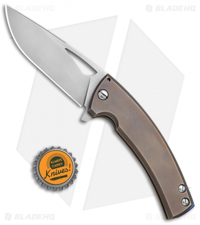 TK Knives Kyre Custom Frame Lock Knife Bronze Titanium (3.5" Blasted)