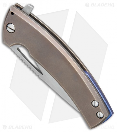 TK Knives Kyre Custom Frame Lock Knife Bronze Titanium (3.5" Blasted)