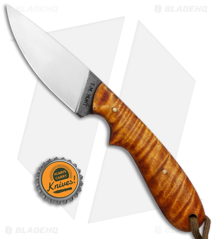 T.M. Hunt Custom Colehog Fixed Blade Knife Curly Maple (3.4" Satin)
