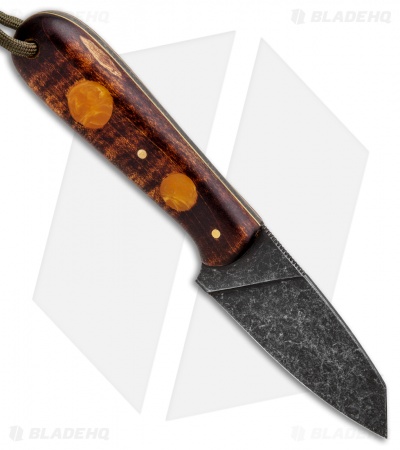 T.M. Hunt Custom Hogua Fixed Blade Knife Curly Maple/Amber Inlay (3.1" Acid)