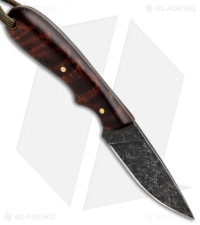 T.M. Hunt Custom Hedgehog Fixed Blade Curly Maple w/ OD Lanyard (3.75" Acid)