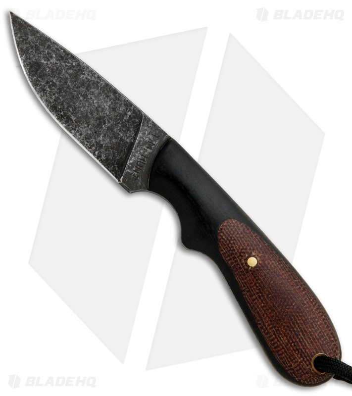 T.M. Hunt Custom Hedgehog Fixed Blade Brown Micarta/Black G-10 (3.75" Acid)