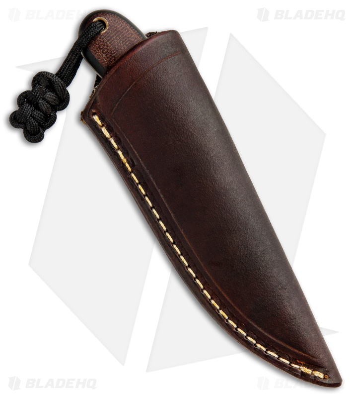 T.M. Hunt Custom Hedgehog Fixed Blade Brown Micarta/Black G-10 (3.75" Acid)
