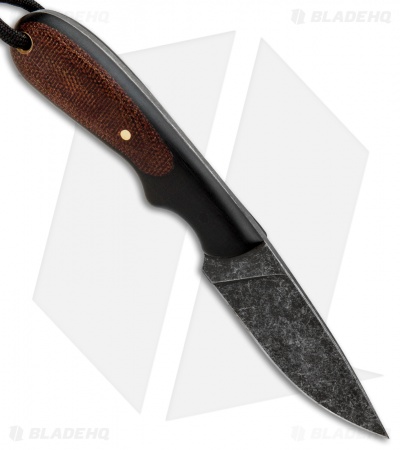 T.M. Hunt Custom Hedgehog Fixed Blade Brown Micarta/Black G-10 (3.75" Acid)