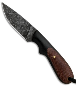 T.M. Hunt Custom Hedgehog Fixed Blade Brown Micarta/Black G-10 (3.75" Acid)